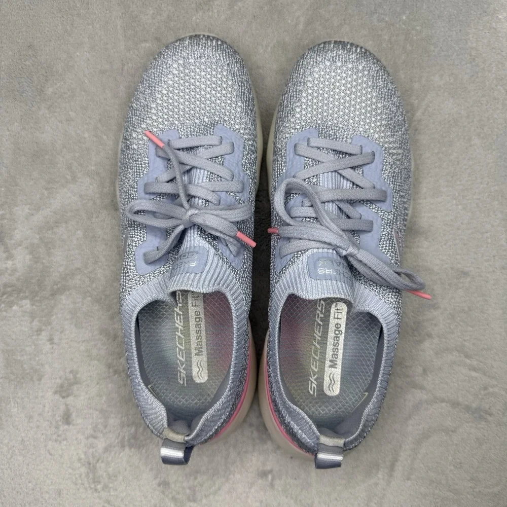 Skechers GO WALK Massage Fit Upsurge Gray Pink Sneakers Women 7.5 124905